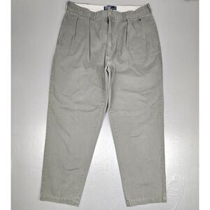 Vintage Polo Ralph Lauren Chino Pants Mens 34x31 Gray Andrew Pleated Khaki